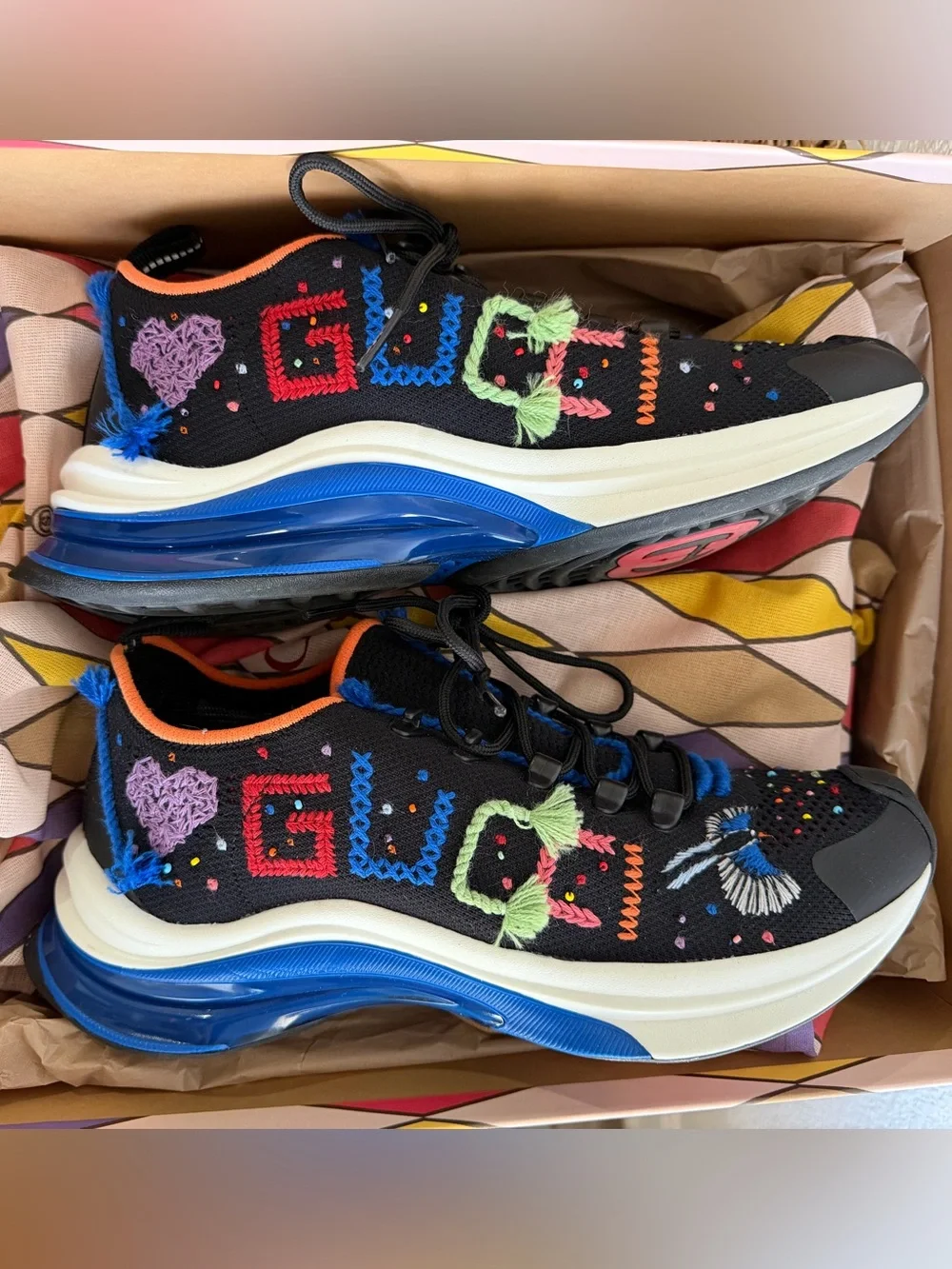 GUCCI ‘Lovelight’ Run Sneaker in Black Mens Size 7 Womens size 8.5-9 New In Box